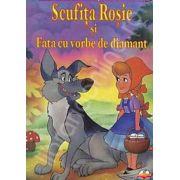 Scufita Rosie si Fata cu vorbe de diamant - Carte de citit si colorat