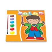 Carte de colorat cu acuarele si pensula (portocaliu)