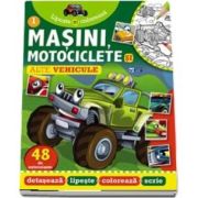 Masini, motociclete si alte vehicule. Lipeste si coloreaza. 48 de autocolante
