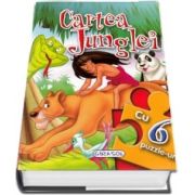 Cartea junglei cu 6 puzzle-uri - 6 pagini frumos ilustrate si 6 puzzle-uri a cate 6 piese fiecare