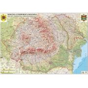 Romania si Republica Moldova. Harta fizica, administrativa si a substantelor minerale utile, fara sipci (1600x1200 mm)