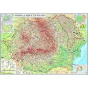 Romania si Republica Moldova. Harta fizica, administrativa si a substantelor minerale utile 2000x1400 mm
