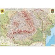 Romania si Republica Moldova. Harta fizica, administrativa si a substantelor minerale utile 3500x2400 mm