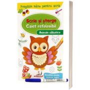 Animale salbatice. Caiet refolosibil cu whiteboard marker - scrie si sterge