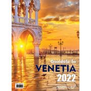 Calendar triptic de perete cu gondole la Venetia, pe anul 2022