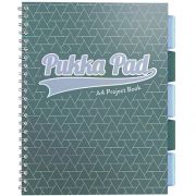 Caiet cu spirala si separatoare Pukka Pads Project Book Glee 200 pagini dictando A4, verde