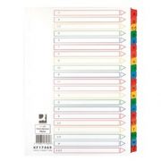 Index carton alb Mylar alfabetic A-Z, margine PP color, A4, 170g/mp, Q-Connect