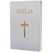 Biblia foarte mare, 093, coperta piele, alba, cu cruce, margini aurii, repertoar