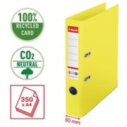 Biblioraft Esselte No.1 Power Recycled, carton CO2 neutru, 100% reciclat, FSC, A4, 50 mm, galben