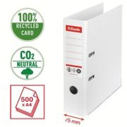 Biblioraft Esselte No.1 Power Recycled, carton CO2 neutru, 100% reciclat, FSC, A4, 75 mm, alb