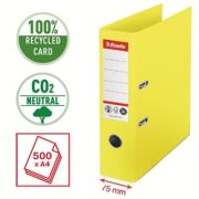 Biblioraft Esselte No.1 Power Recycled, carton CO2 neutru, 100% reciclat, FSC, A4, 75 mm, galben