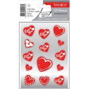 Stickere decorative, 2 file/set, TANEX Kids - inimi - argintii, TNX 344