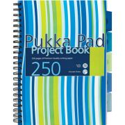 Caiet cu spirala si separatoare Pukka Pad Project Book Stripes A4, dictando, albastru, 250 pag, coperti PP intarite CBPROBA4(4)