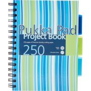 Caiet cu spirala si separatoare Pukka Pad Project Book Stripes A5, dictando, albastru, 250 pag, coperti PP intarite CBPROBA5(4)