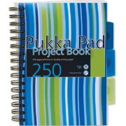 Caiet cu spirala si separatoare Pukka Pad Project Book Stripes A5, dictando, albastru, 250 pag., coperti PROBA5(4)