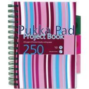 Caiet cu spirala si separatoare Pukka Pads Project Book Stripes A5, dictando, roz, 250 pag., coperti PP PROBA5(3)