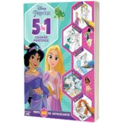 Disney. Printese. 5 in 1. Coloram printesele. Peste 60 de autocolante!