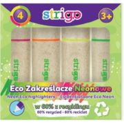 Set 4 evidentiatoare Strigo Eco-Friendly, NEON, roz, portocaliu, galben, verde SSC343