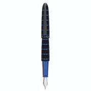 Stilou DIPLOMAT Elox Ring, cu penita M, din otel inoxidabil - black blue