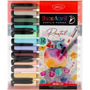 Marker acrilic varf pensula pastel set 12