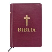 Biblia sau Sfanta Scriptura, format A5 (053), grena cu fermoar si coperta din piele ecologica