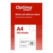 Etichete albe autoadezive 21/A4, 70 x 42.4 mm, 100 coli/top, Optima Smart
