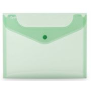 Mapa PP protectie documente A5 landscape, inchidere cu capsa, 10/set, verde transparent