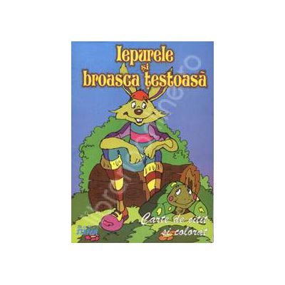 Iepurele si broasca testoasa. Carte de citit si colorat