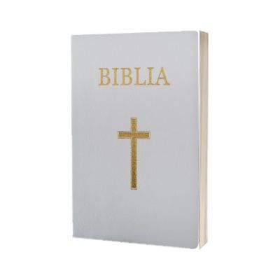 Biblia foarte mare, 093, coperta piele, alba, cu cruce, margini aurii, repertoar