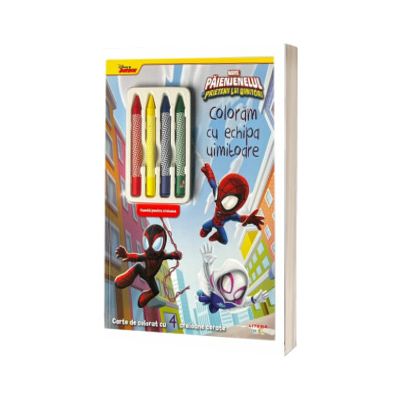 Disney. Marvel. Paienjenelul si prietenii lui uimitori. Coloram cu echipa uimitoare. Carte de colorat cu 4 creioane cerate