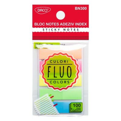 Bloc notes adeziv index 45x12 mm 5 culori (Post-it)