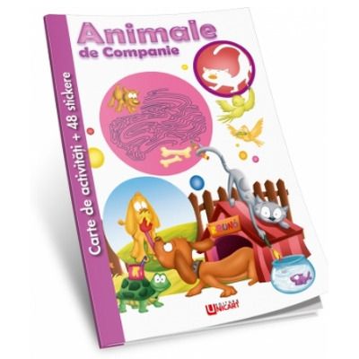 Animale de companie, carte de activitati cu stikere