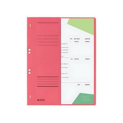Dosar cu sina Leitz 1/2, carton, A4, cu capse, 170 coli, rosu