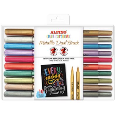 Marker metalic cu 2 capete varf fine tip pensula, ALPINO Color Experience