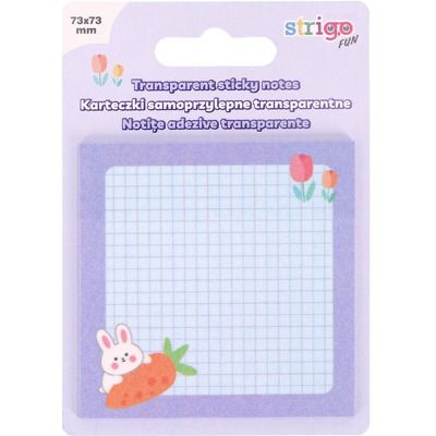 Notite adezive transparente 73x73 mm, 50 file, Strigo mov pastel