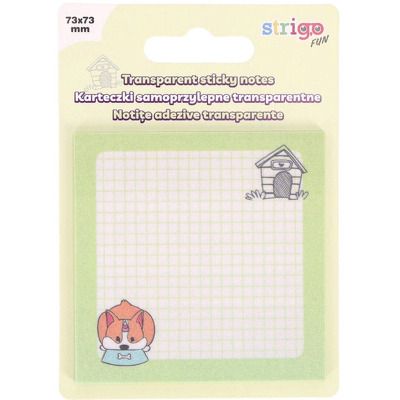 Notite adezive transparente 73x73 mm, 50 file, Strigo verde pastel