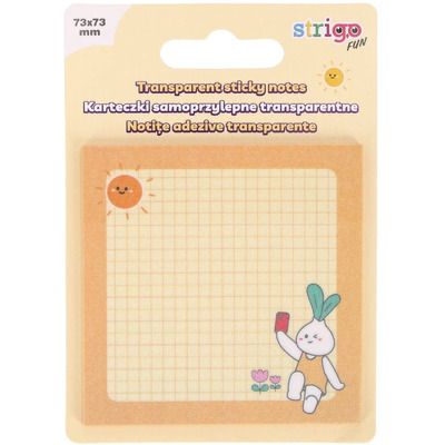 Notite adezive transparente STRIGO, 73x73mm, 50 de bucati, galbene