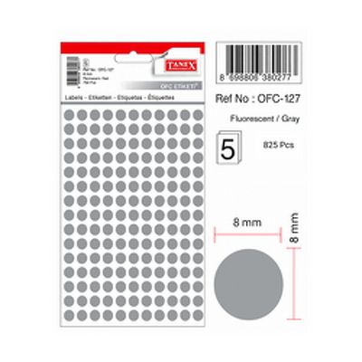 Etichete autoadezive rotunde, D 8 mm, 750 buc/set, TANEX, gri