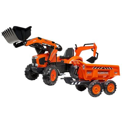 Jucarie tractor cu pedale Falk 2090W Kubota cu cupa si remorca
