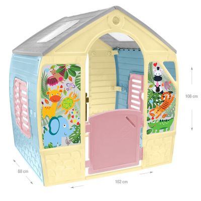 Casuta de joaca Happy House, ferestre roz pastel