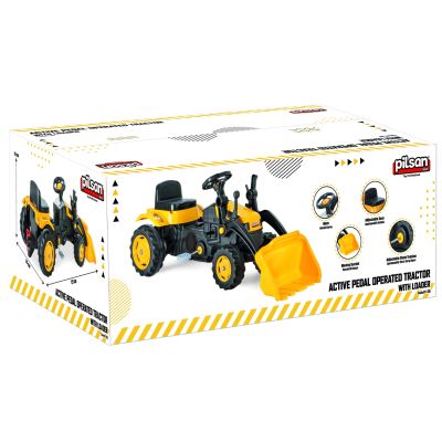 Tractor cu pedale si cupa active galben