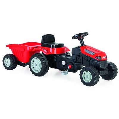 Tractor cu pedale si remorca rosu