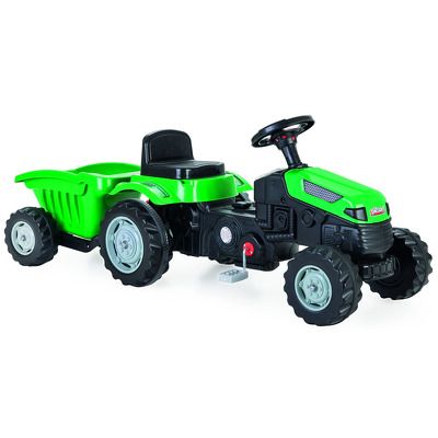 Tractor cu pedale si remorca verde