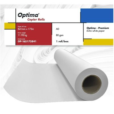 Rola copiator A0, 80gr, 841mm x 175m, Optima Premium