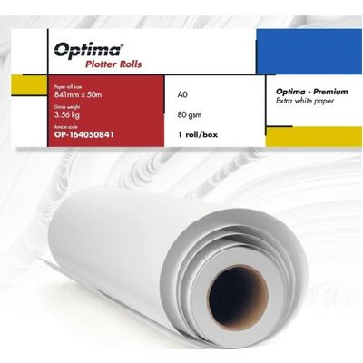Rola plotter A0, 80gr, 841mm x 50m, Optima Premium