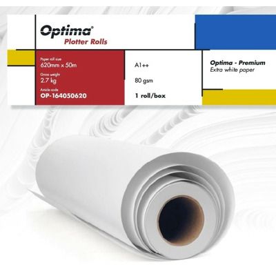 Rola plotter A1++, 80gr, 620mm x 50m, Optima Premium