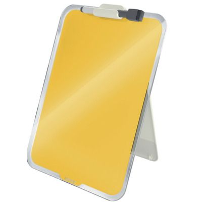 Tabla Cosy din sticla, pentru birou, marker inclus, cu trepied, galben chihlimbar